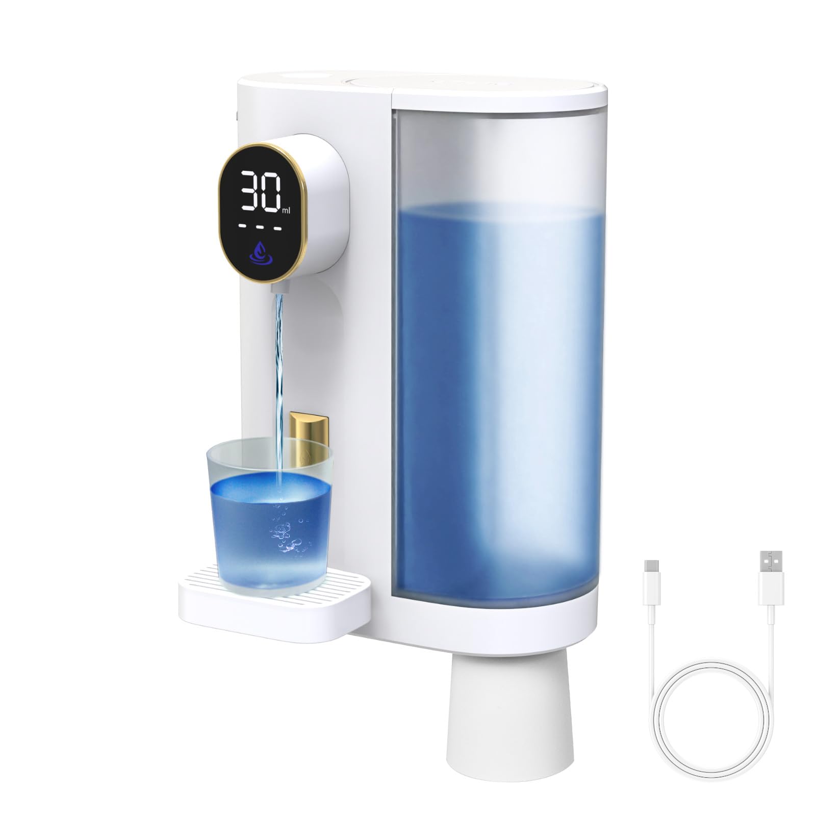 cshareAutomatic Mouthwash Dispenser for Bathroom with Magnetic Cup Holder, 4 Levels, Wall Mounted, Electric Auto Mouthwash Dispenser