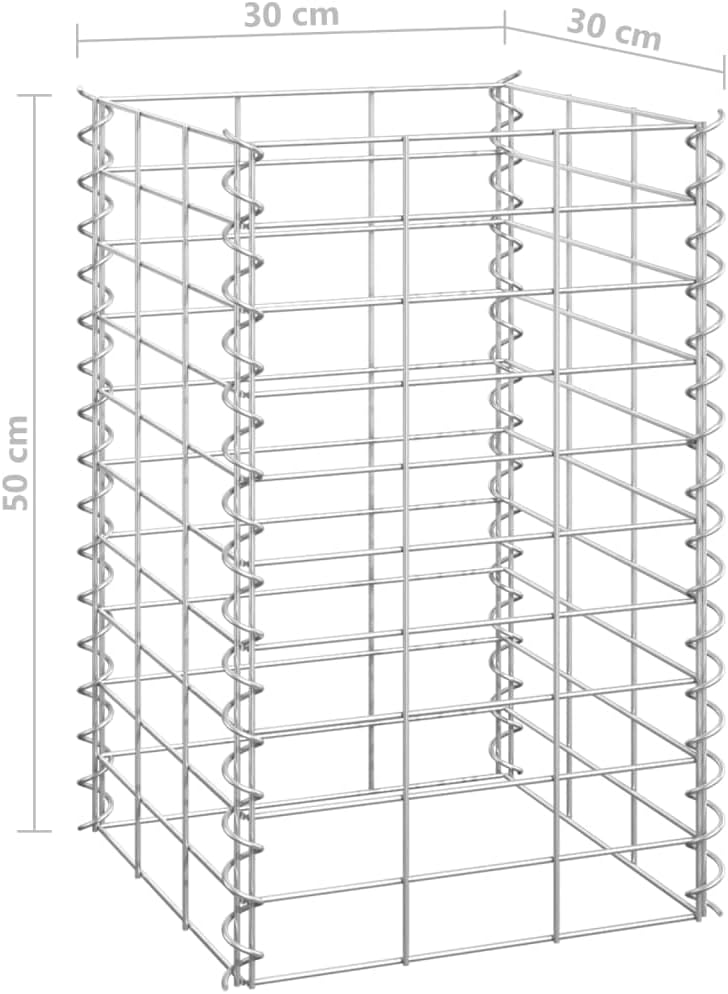 vidaXL 3X Gabion Raised Beds Home Garden Outdoor Lawn Patio Yard Gardening Spot Welded Pot Gabion Wall Basket Planter 19.7" Iron