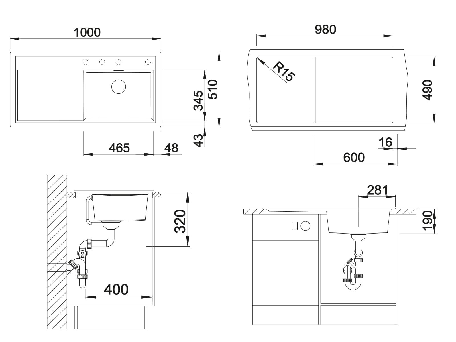 Blanco zenar XL 6 S 524 007 Cocina Fregadero 6 S Tartufo
