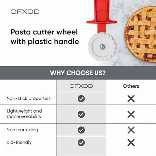 Miniatura 4 de Rueda cortadora de pasta, cortador de ravioles, rueda de masa de plástico estriado, crimpadora de pastelería para hornear, herramienta de rodillo de