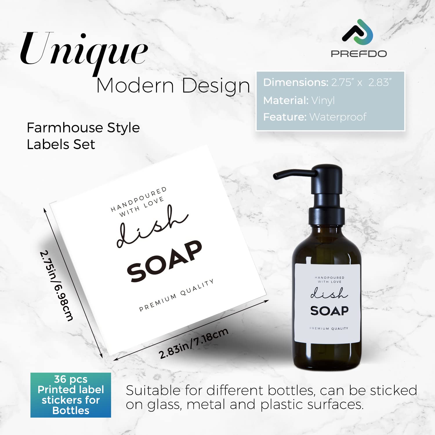 24 etichette impermeabili per sapone per mani in materiale PVC, per shampoo o bottiglie di plastica spray, stile minimalista shampoo e balsamo dispenser etichette adesive per bagno (bianco