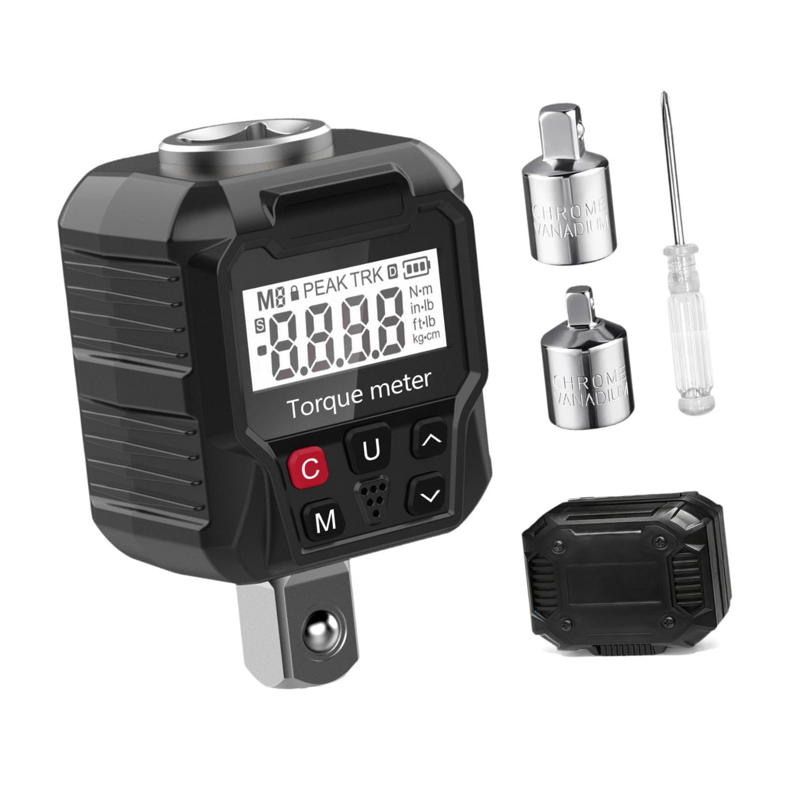 Amagogo Adattatore per Misuratore di Coppia Digitale con Display E Adattatori Versatili Da 1/4" E 3/8" per La Manutenzione Dei Veicoli.