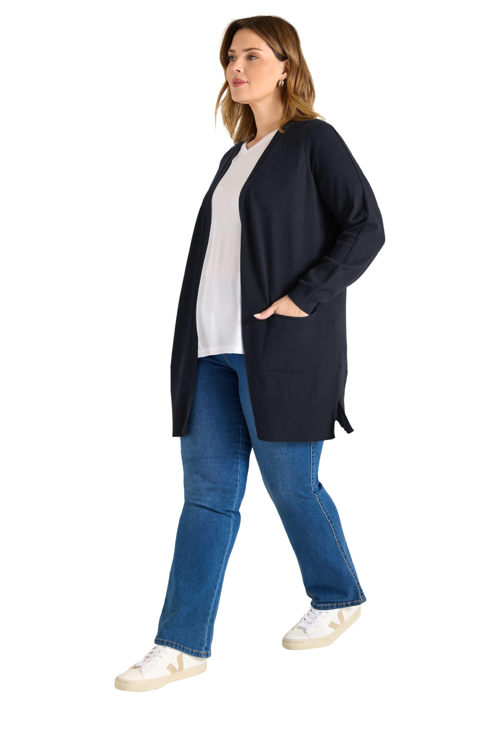 Evans Women's Blue Plus Navy Premium Pocket Front Cardigan Size 20