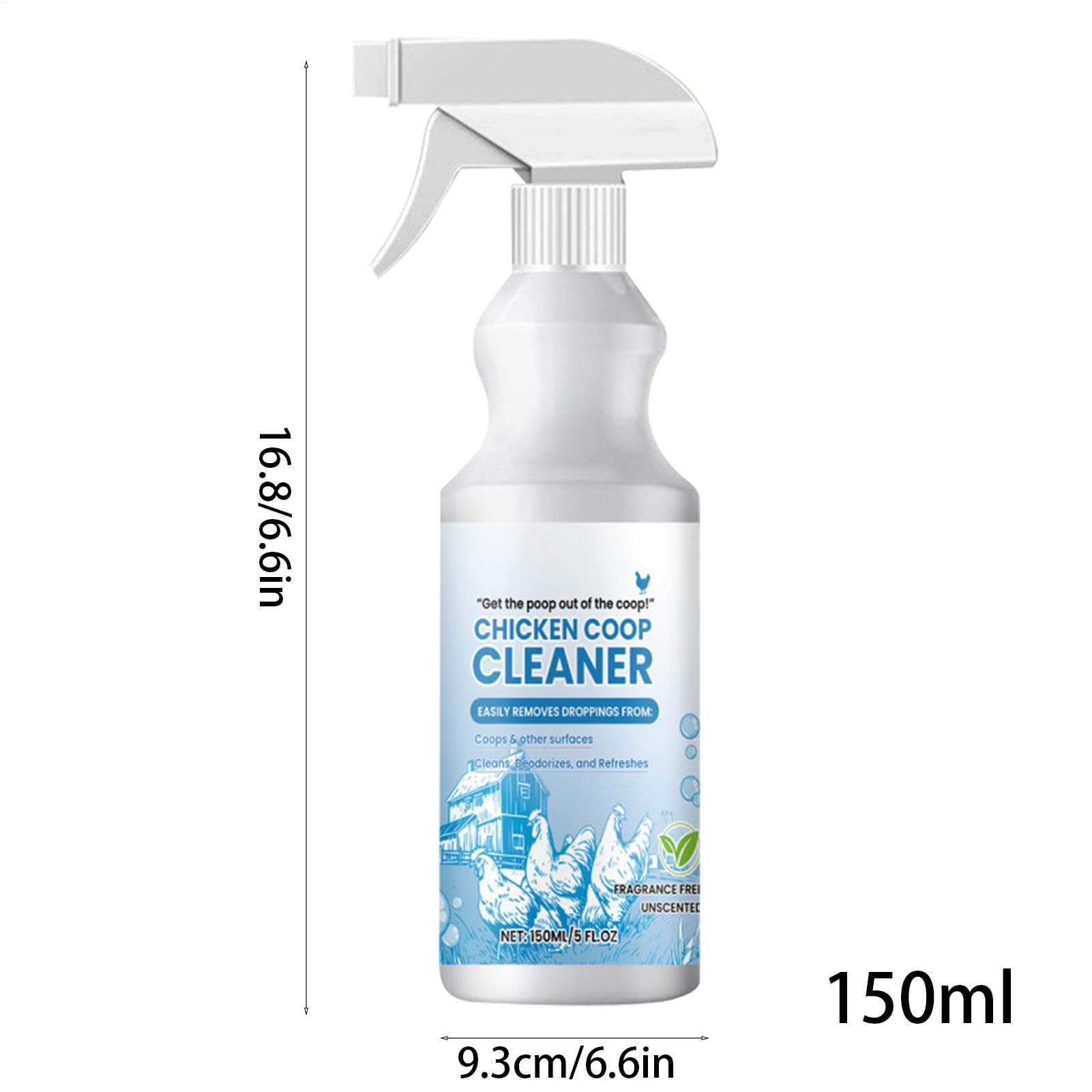 Coop Refresh,Spray de control de olores, limpiador y desodorante de gallineros, limpiador natural de segura para eliminar la suciedad y los olores