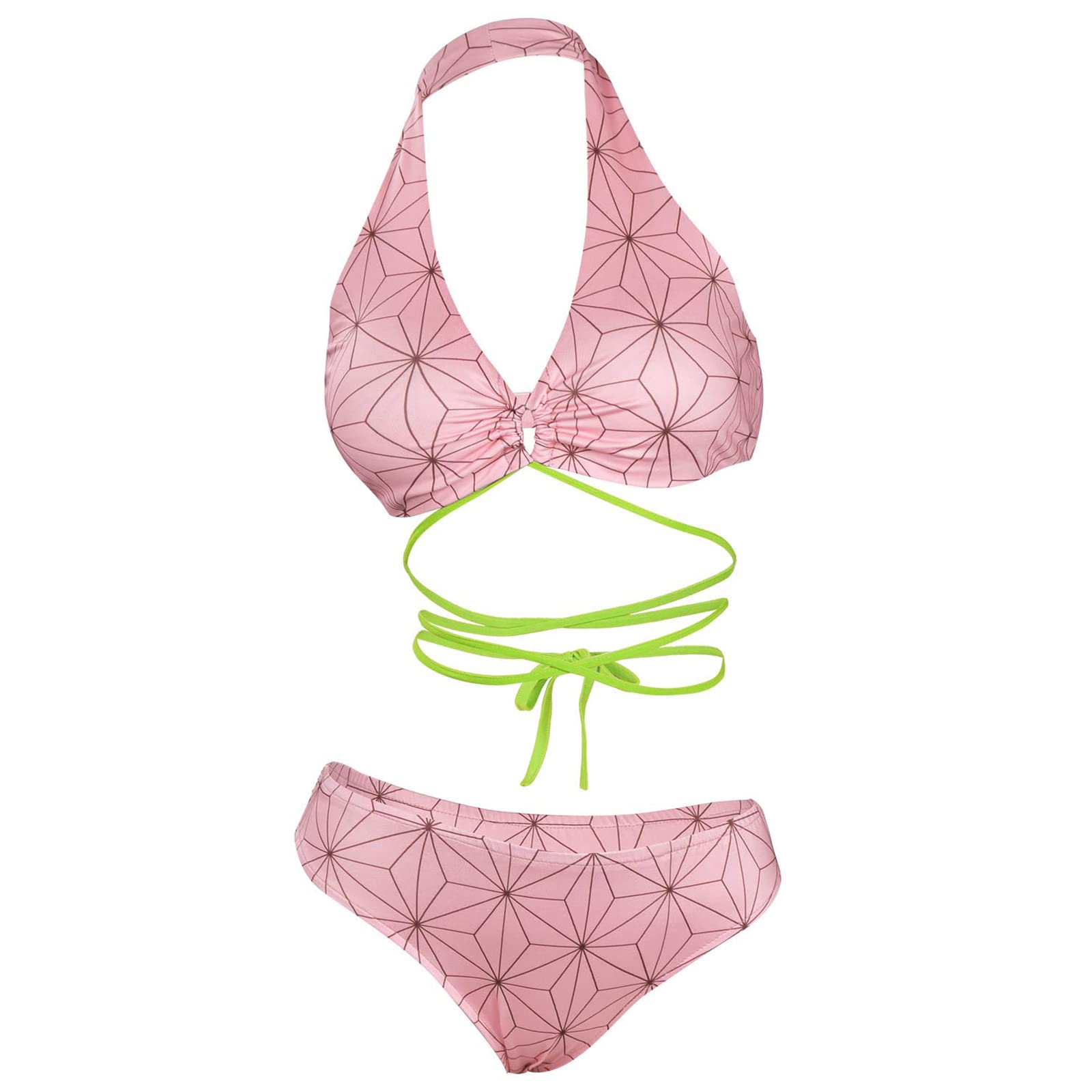 Womens Kanroji Mitsuri Swimsuit Anime Tanjiro Nezuko Bikini Bathing Suit Beach Swimsuit Swimwear Girls Pink