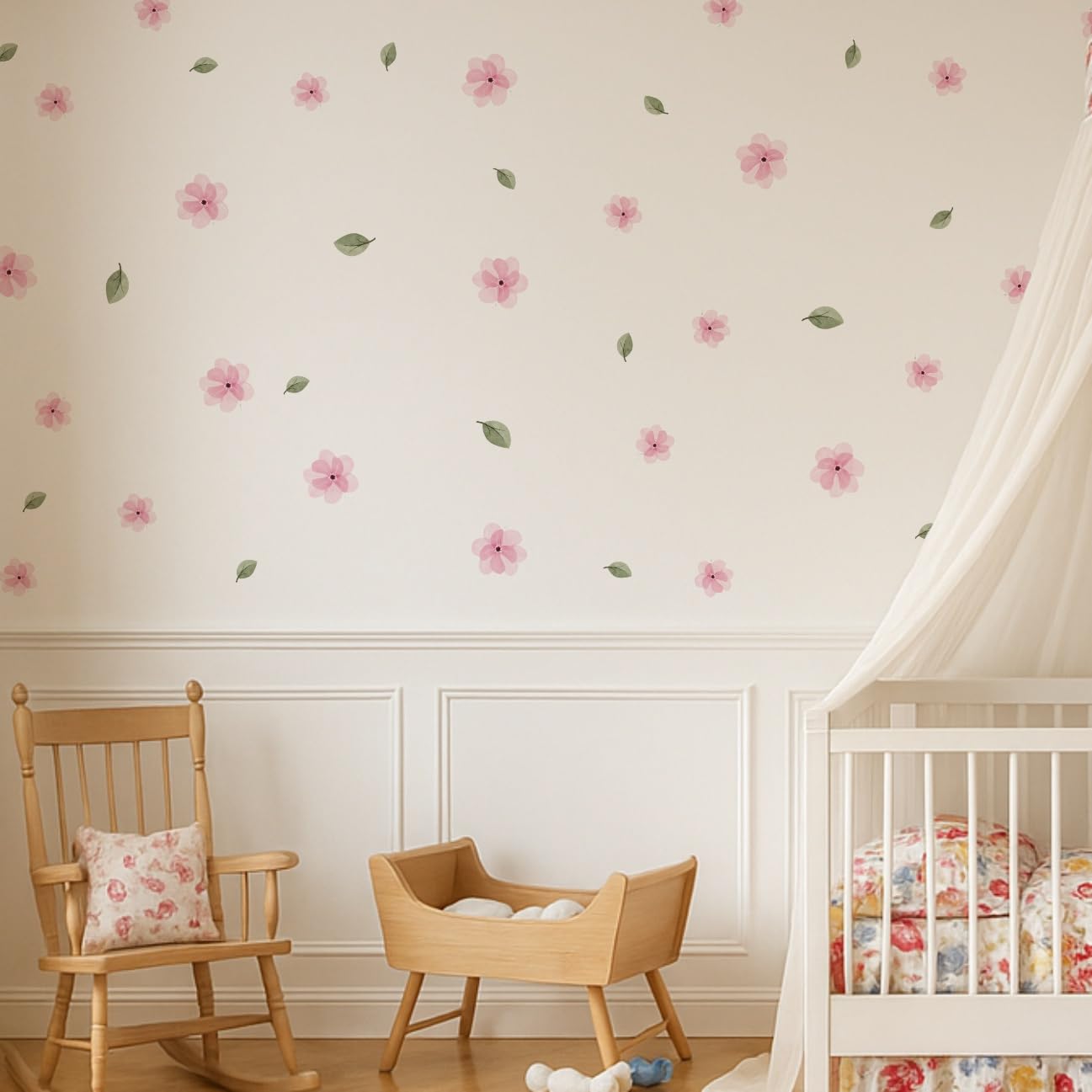 Stickers muraux fleurs roses auto-adhésifs faciles à installer