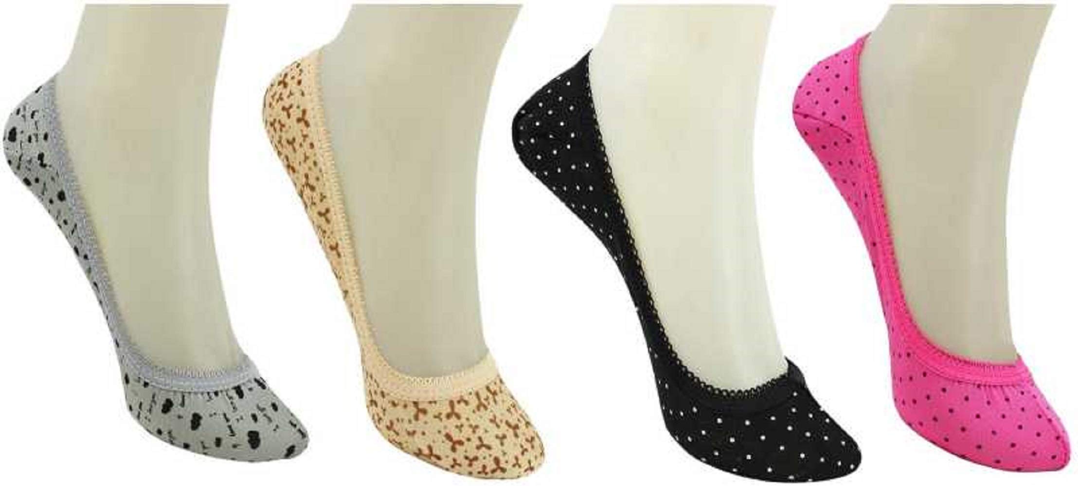 FOXSTON GIRLS & WOMANS LOOFER SOCKS(MULTICOLUR,FREE SIZE) PACK OF-4