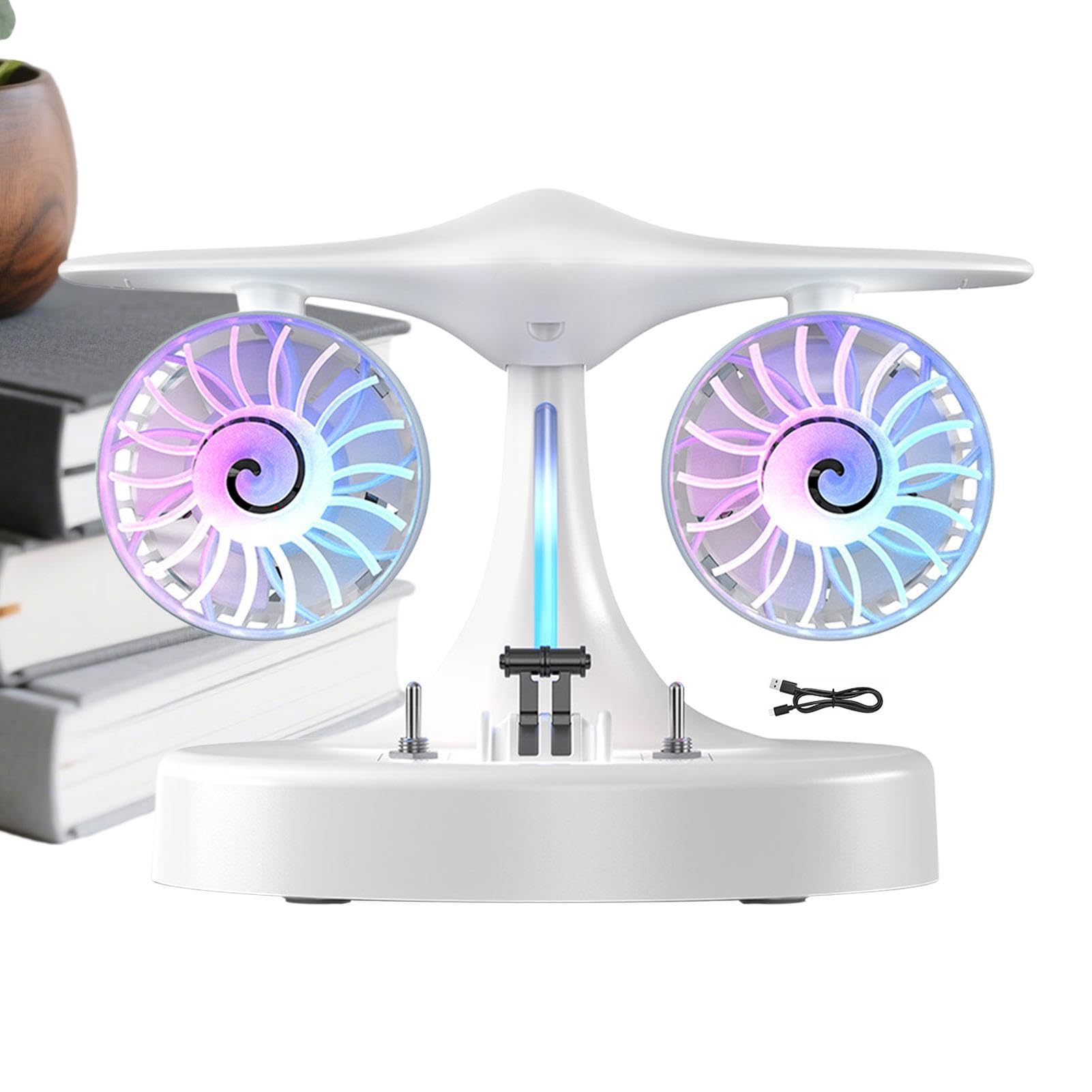 Ventilador de Escritorio Recargable Portátil con Nebulización Doble | Ventilador Personal de Escritorio Pequeño y Silencioso para Oficina en Casa Apartamento Escuela Salón Verano Viaje Camping
