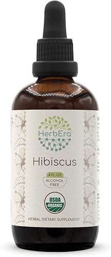 Hibiscus B120 USDA - Tintura orgánica Extracto sin alcohol, gotas de hierbas de alta potencia Hibisco orgánico certificado (Hibiscus Sabdariffa)