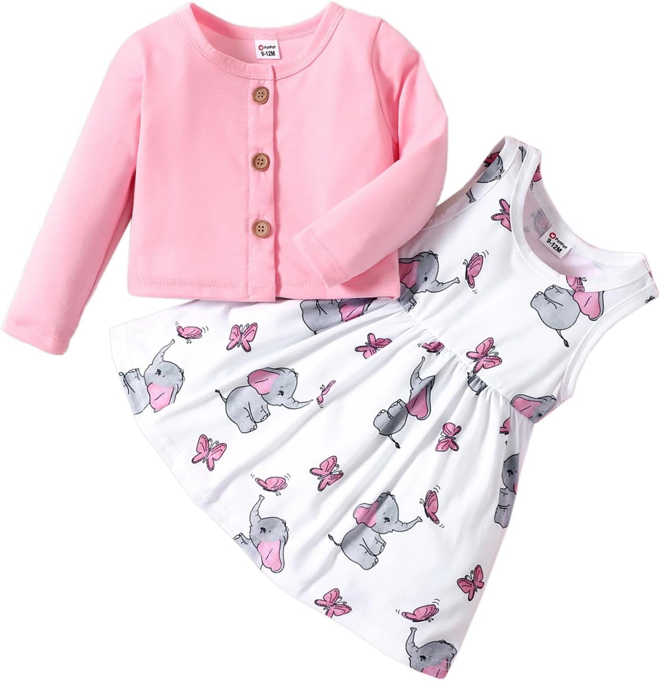 Baby Girls Dress and Cardigan Sets 2 PCS Baby Girl Animal Print Dress and Long Sleeve Cardigan Set