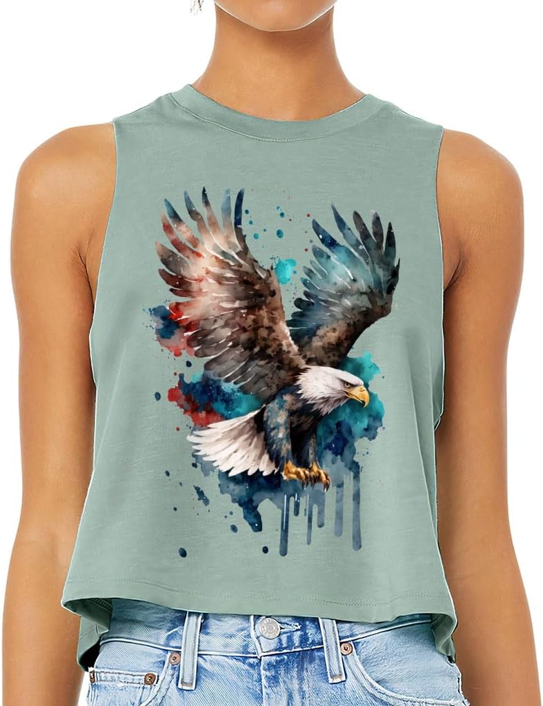 American Eagle Racerback Cropped Tank - Gifts for Wife - America Lovers Items