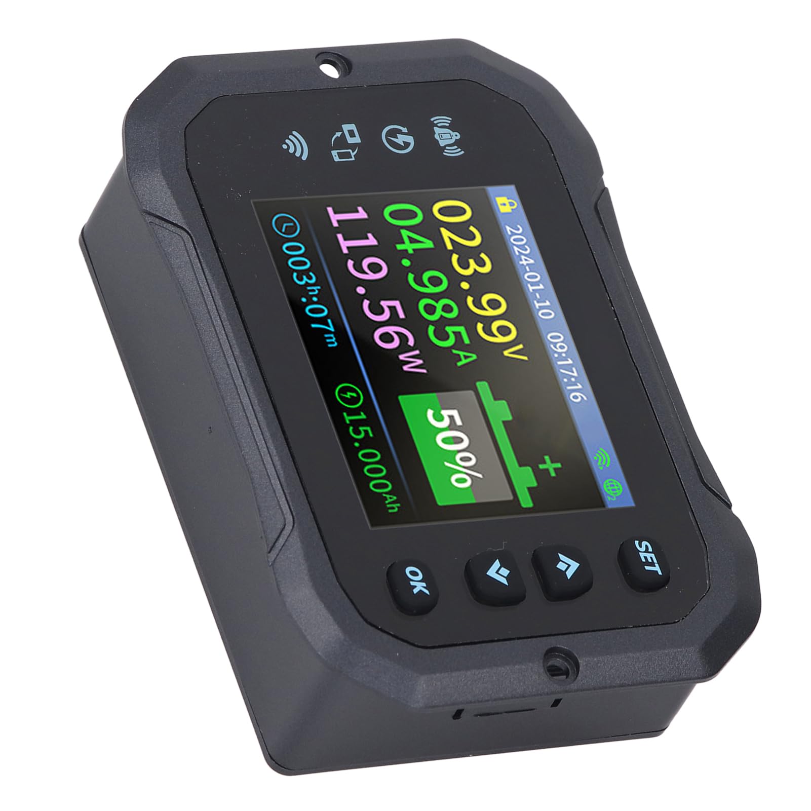Medidor de Batería con Pantalla de 2,4 Pulgadas, Probador Remoto de 2 Vías con Cable de Comunicación de 5m para Coche Eléctrico, Scooter, RV, 10 a 100V, 600A