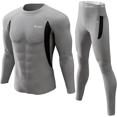 romision Thermal Underwear for Men Long Johns Fleece Lined Hunting Gear Bottom Top Set Base Layer for Cold Weather Gift