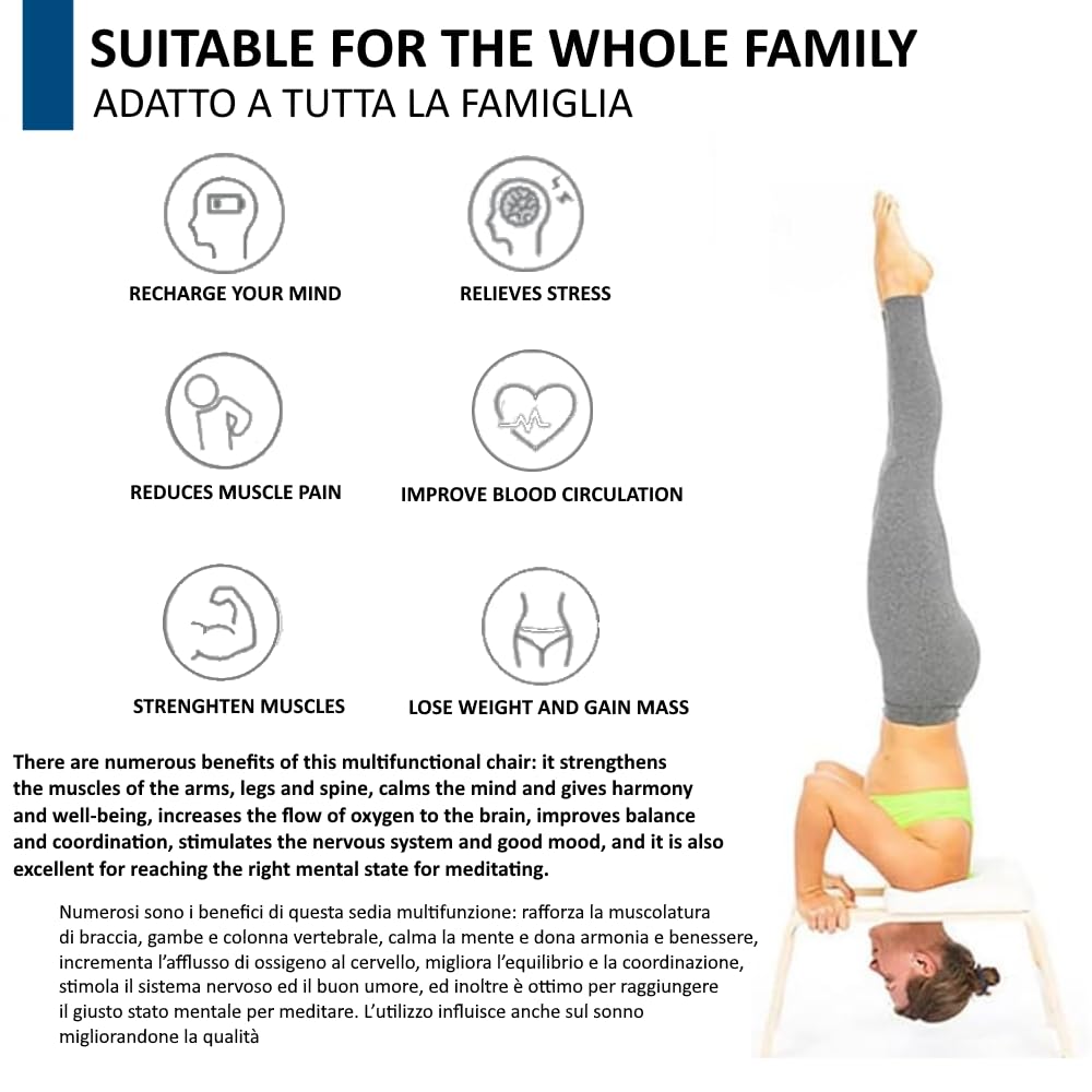 FFitness Joga Stojak na głowę Stołek Domowy Stół do odwrócenia Krzesło Drewniane Krzesło Odwrócone Solidne Krzesło Sirsasana