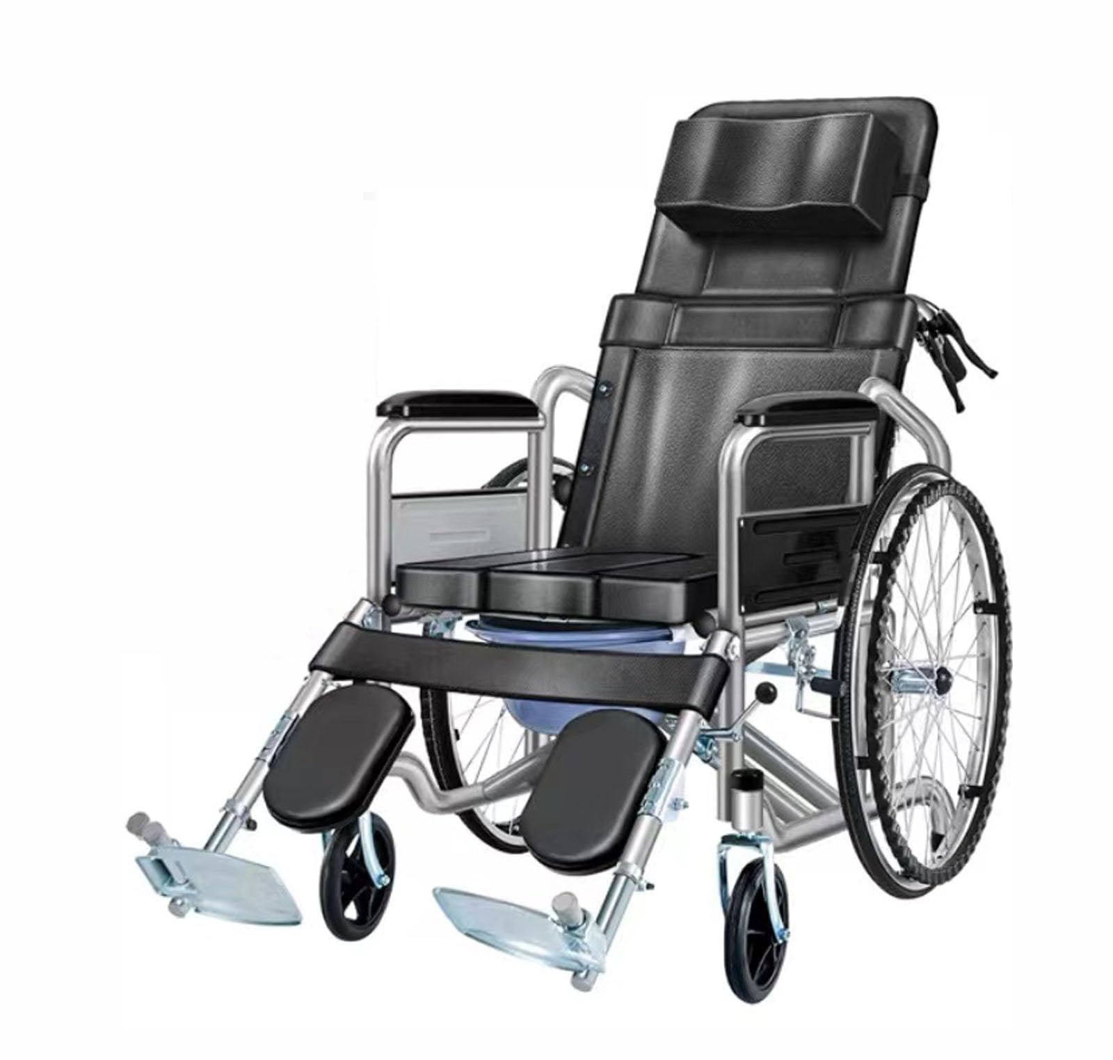 Silla de Ruedas de Transporte Plegable Reclinable con Reposapiernas Elevables Basculantes Silla de Ruedas/B