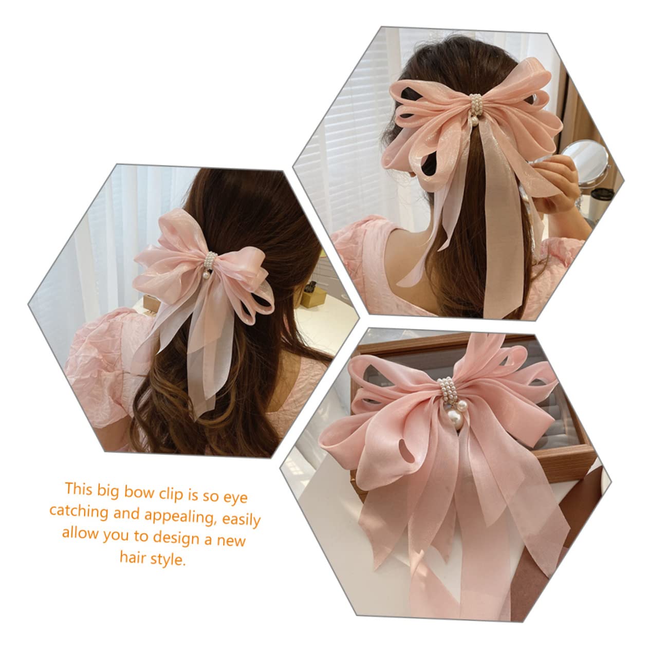 minkissy 10pezzi Fermagli Per Con Fiocco e Perle Da Accessori Eleganti Per Donne e Ragazze Clip Per Retro Facili Da Usare e Resistente