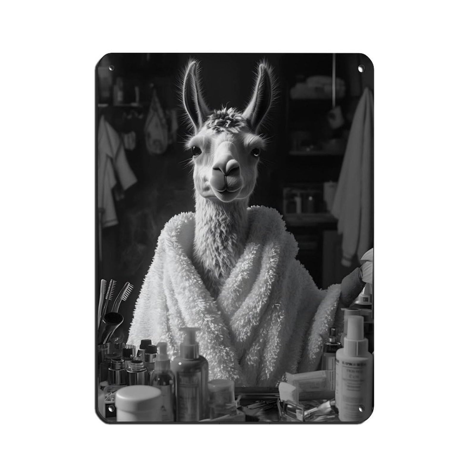 Llama Farm Animal Art Retro Poster Metal Tin Sign Chic Art Retro Iron Painting Bar People Cave Cafe Family Garage Poster Wall Decoration 12x16inch(30x40cm)
