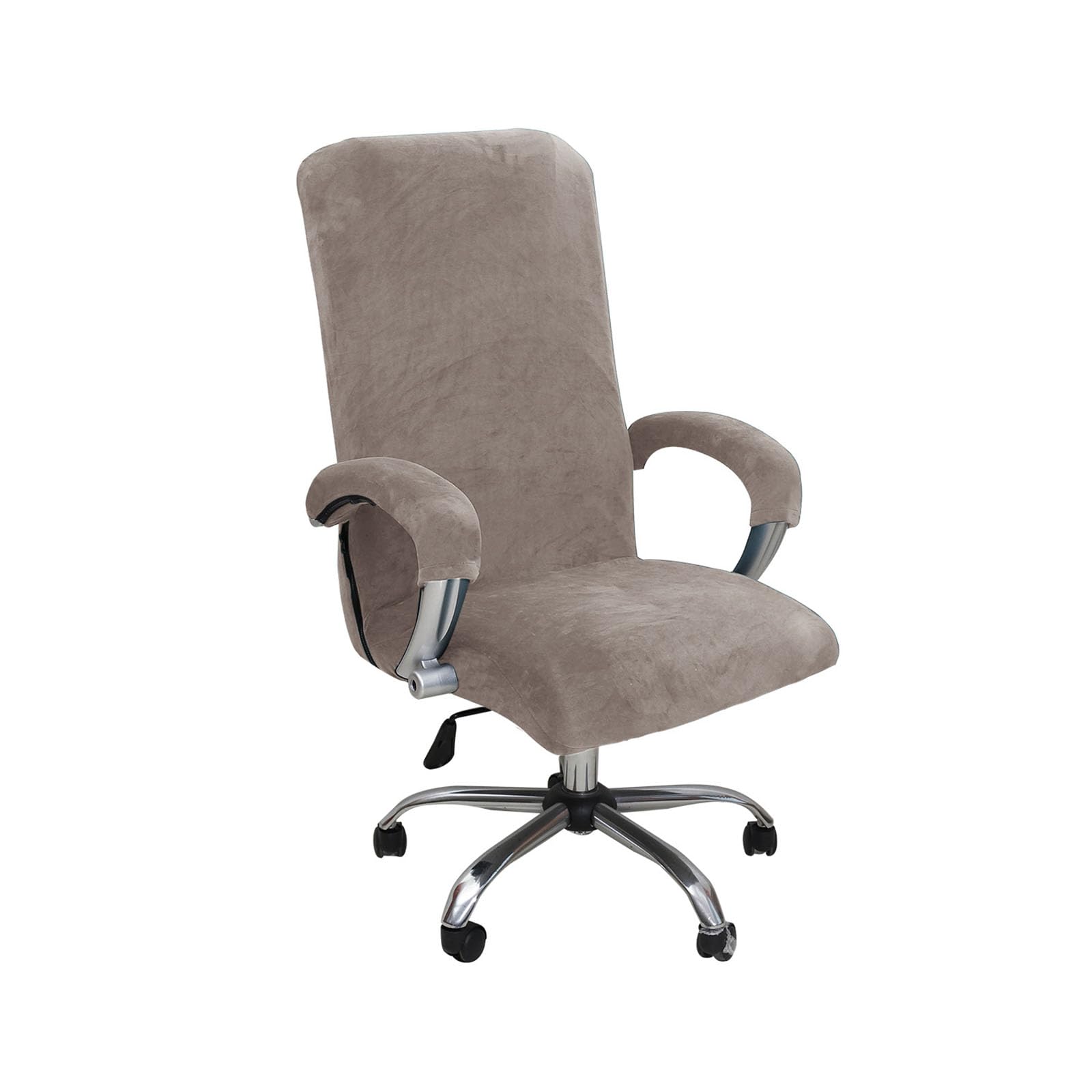 Coprisedia in velluto antiscivolo per sedia da ufficio, protezione elastica per sedie da scrivania, bianco/cachi ed elegante fodera per decorazione di casa/ufficio