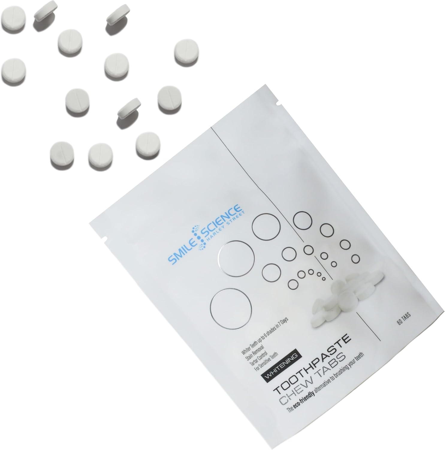 Smile Science Harley Street Whitening Toothpaste Tablets | 60 Tablets | Eco- Friendly | Sustainable Packaging | Solid Toothpaste
