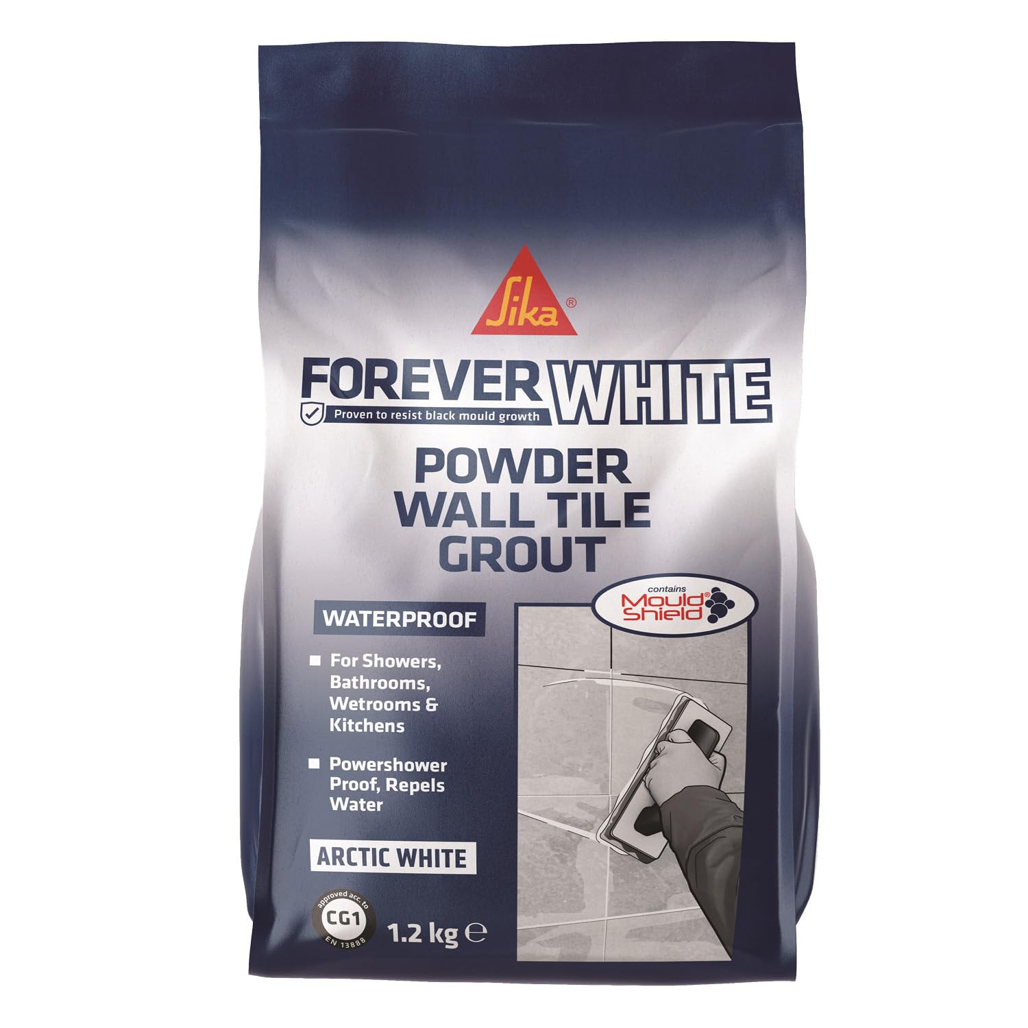 Everbuild Forever White Powder Wall Tile Grout – Water Resistant – Contains Mould Shield – Suitable For Interior Use Only – Arctic White – 1.2kg box