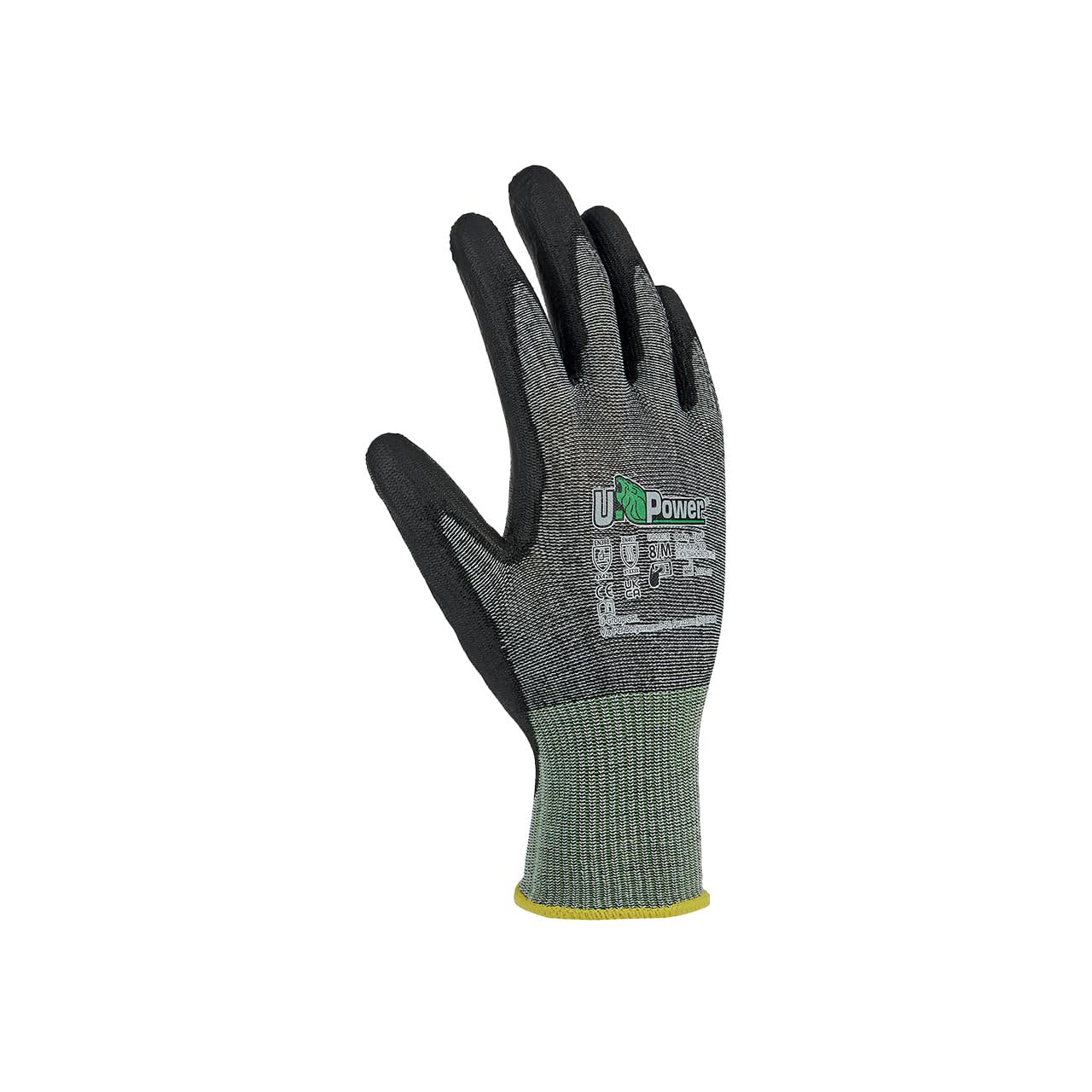 U-Power Samba - Guantes de trabajo de nailon HPPE de nailon con pantalla táctil anticortes B protección contra riesgos mecánicos gris verde 9/L 144 unidades