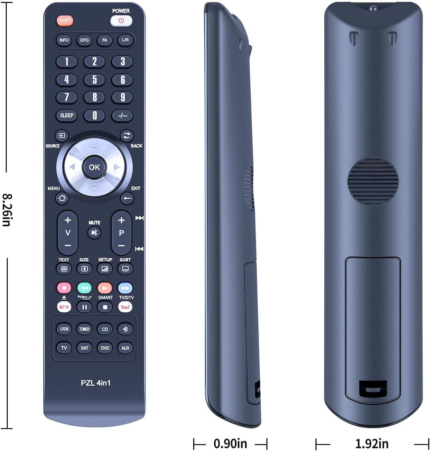 Diagram showing the dimensions of the PZL HK-3390 remote control