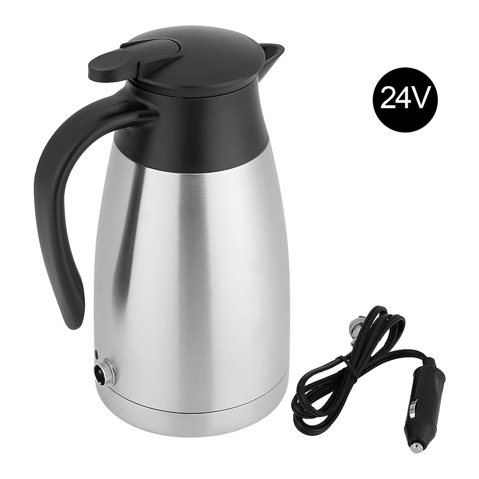 Pssopp Hervidor de Agua para Coche 24V, Calentador de Vehículo con Apagado Automático, 1000ml Acero Inoxidable, Tetera Portátil con Asa de Plástico para Viaje