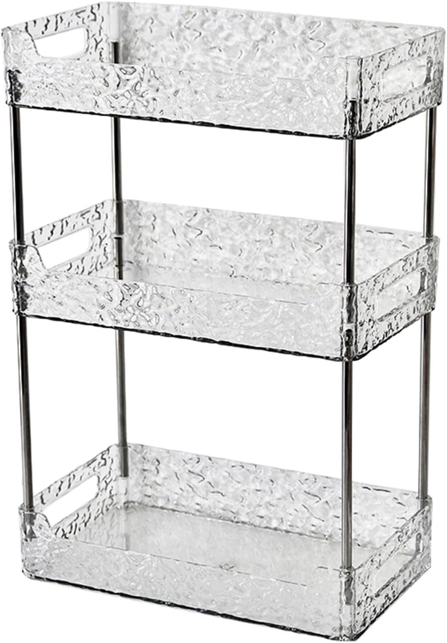 Elegant Bathroom Organizer for Organizing Toiletries and Makeup, Clear White 3 Layer