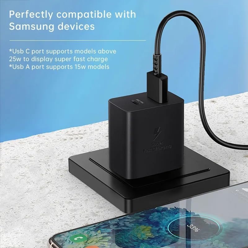Image of 35W Dual Port,Type-C & USB-A,Cellularphone Fast Charger Compatible with Samsung (Cable Not Included),Black [CH280 LY9584