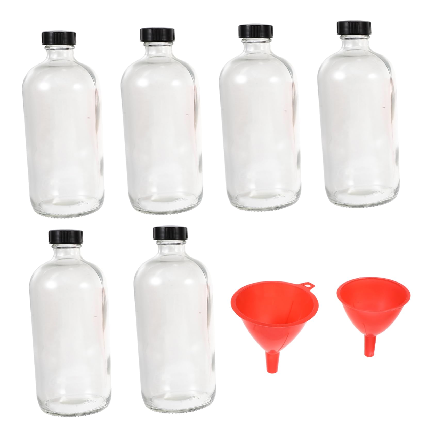 ABOOFAN 6piezas Frasco De Reactivo De Vidrio Transparente Botella De Boca Estrecha Para Muestras Incluye Embudo Para Laboratorio o Química
