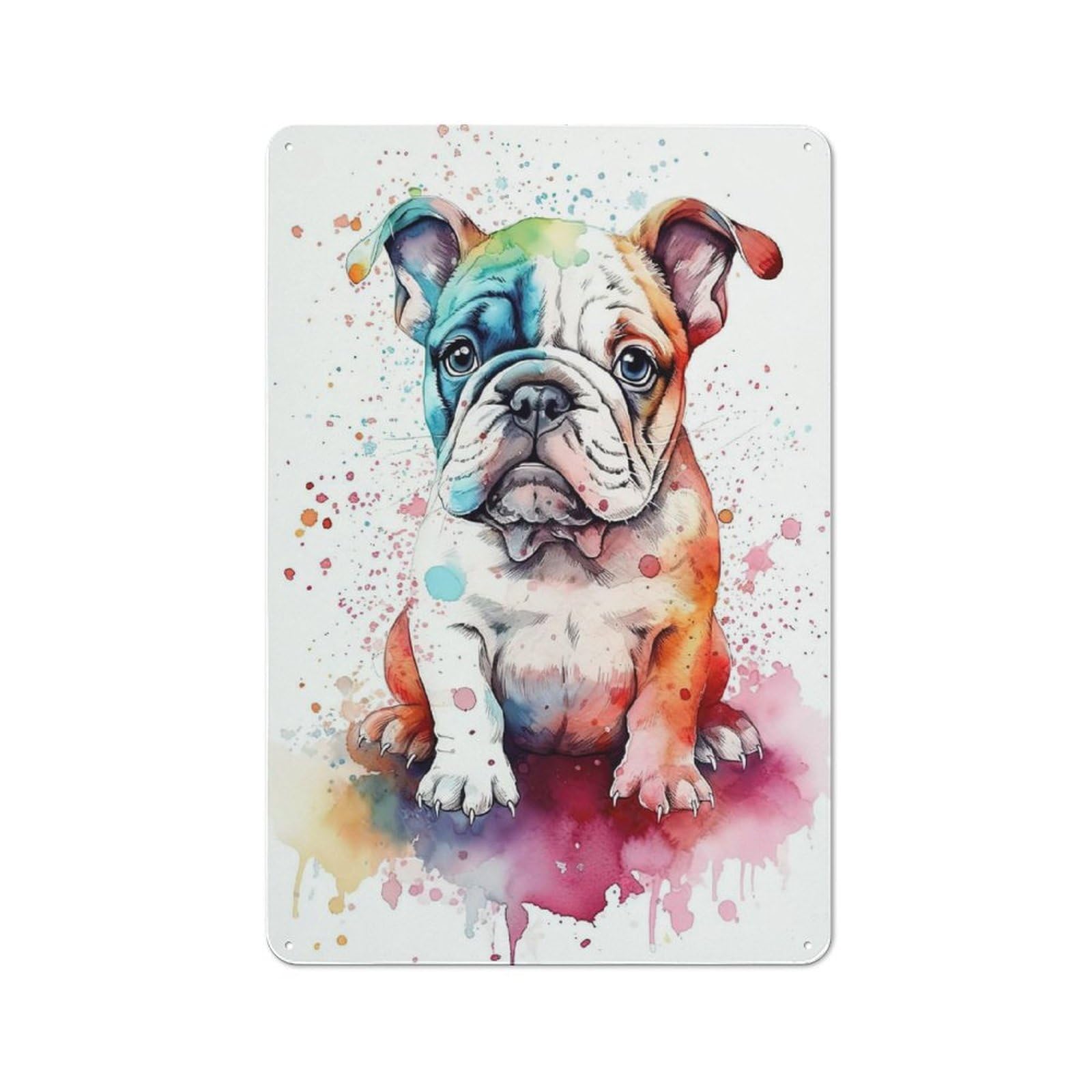 Baby Bulldog Puppy Old Style Metal Wall Decor 30x20cm, Decorative Tin Plaque for Cafe, Pub, Workshop Or Home Bar