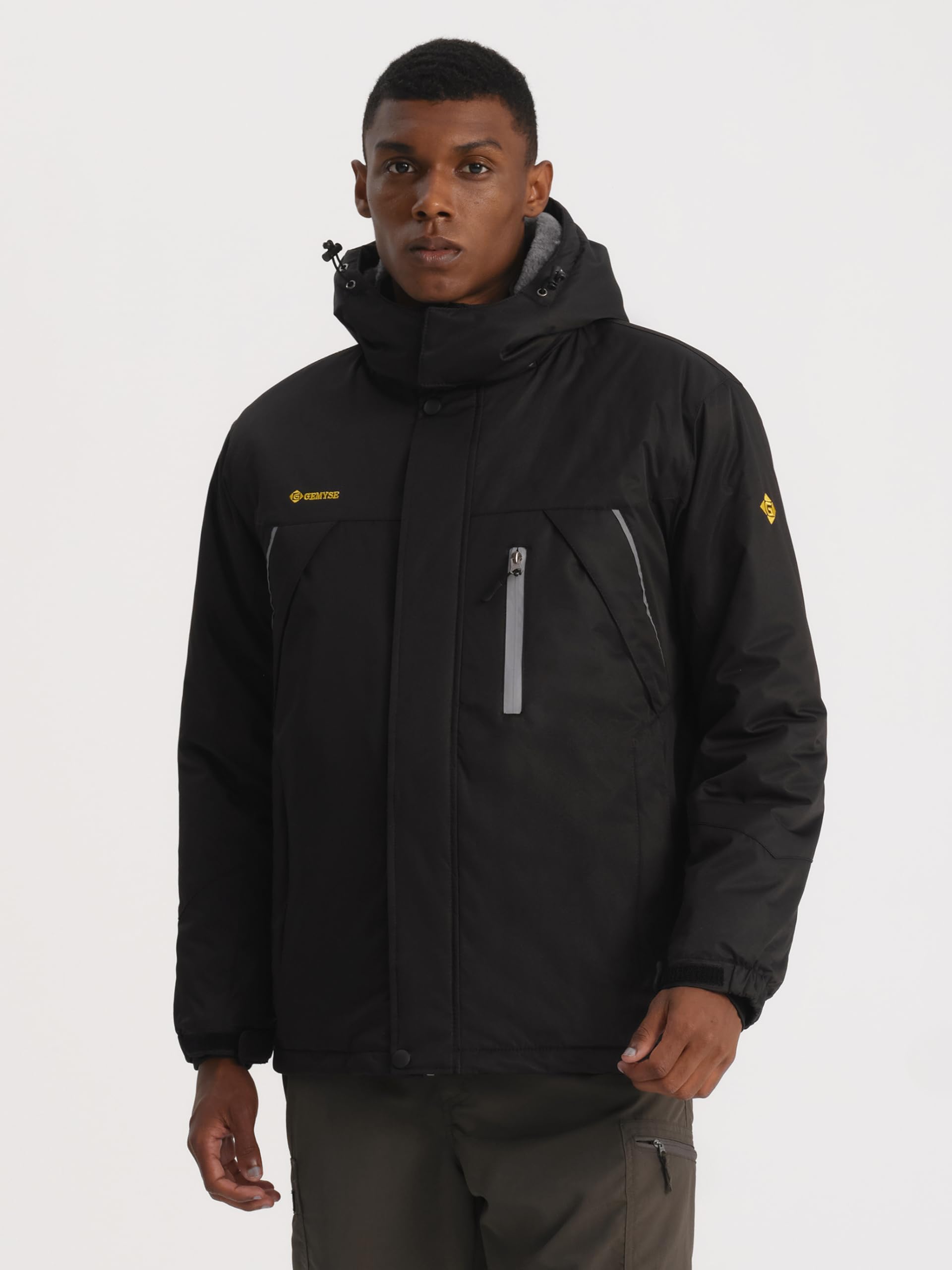 GEMYSE Chaqueta de Esquí Impermeable Hombre Abrigo Invierno Antiviento Capucha