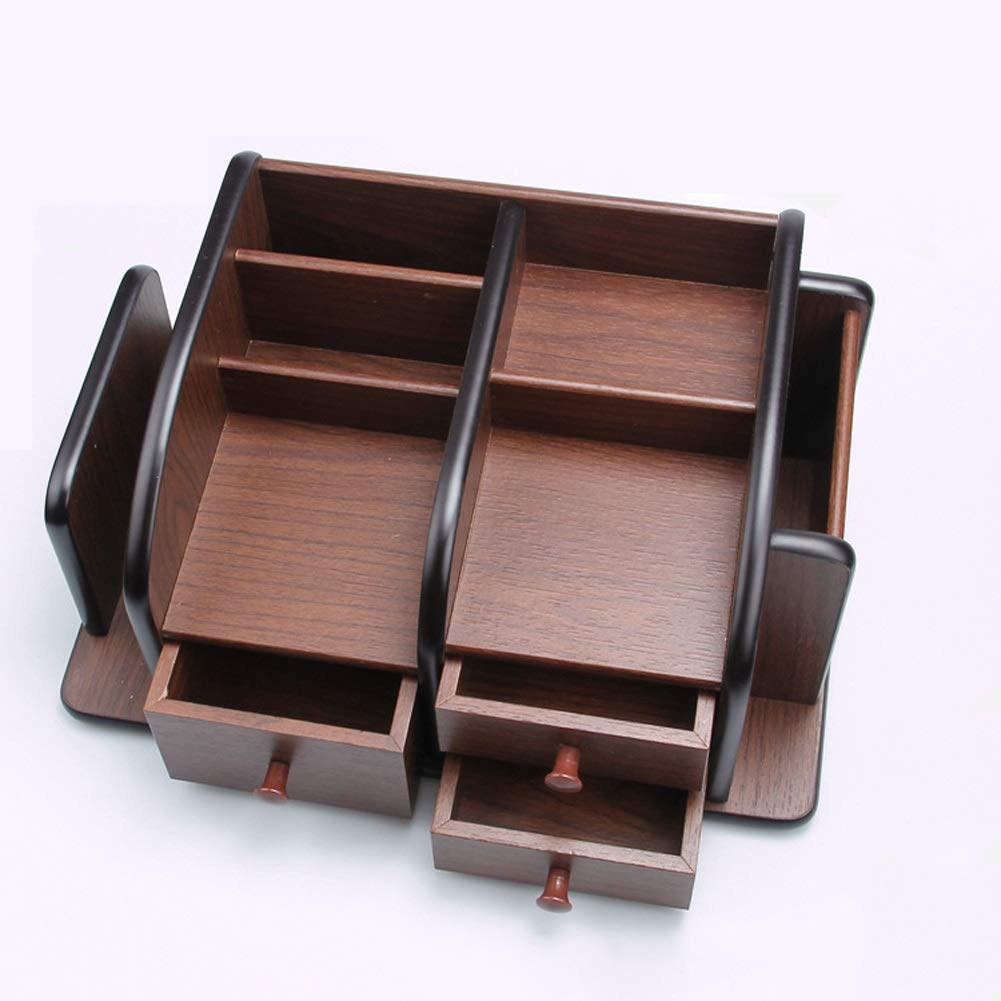 Rustikaler Schreibtisch-Organizer aus Holz mit Schublade, 30 x 20 x 14 cm, Stifthalter und Ordnernizer