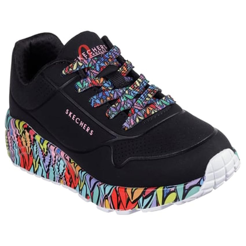 Skechers Girl's Uno Lite Subtle Love Sneaker, Nero, 1.5 UK Child