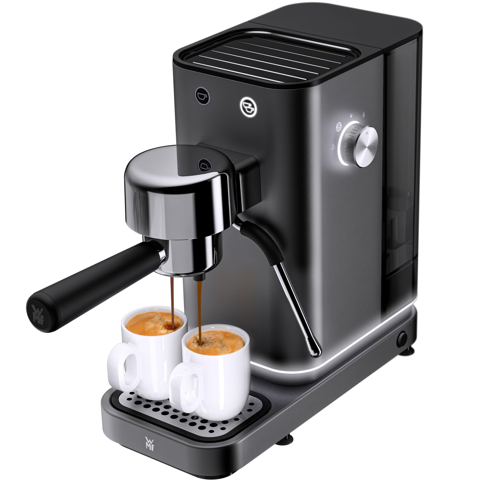 WMF Lumero Siebträger-Espressomaschine 1400 W, 3 Einsätze, 1–2 Tassen, Pads, Grau