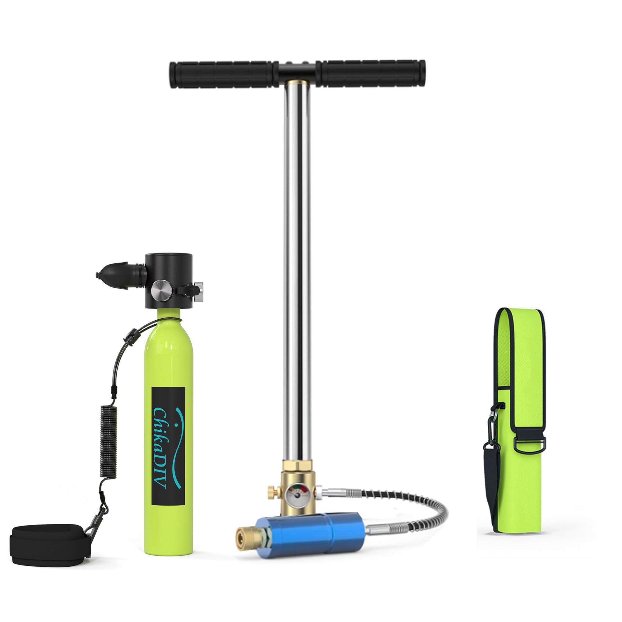 CHIKADIV Mini Scuba Diving Tank Equipment, Mini Scuba Cylinder for 6-12 Mins Underwater, Inflatable Diving Cylinder, Portable Diving Gear for Underwater Diving, Upgraded C300PRO