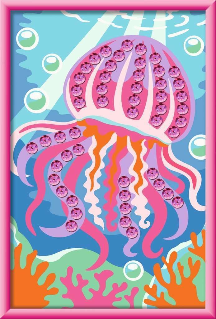 Ravensburger CreArt 12023116 Colourful Jellyfish Painting by Numbers for Children from 7 Years, Sequins