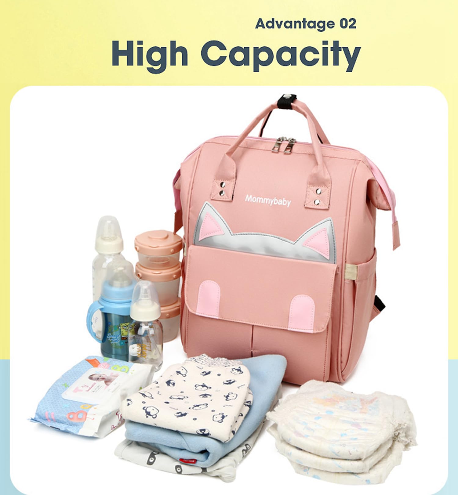 Borsa per pannolini zaino multifunzionale borse per bambini di grande capacità per mamme papà, Gatto nero., Large, Zaini Daypack