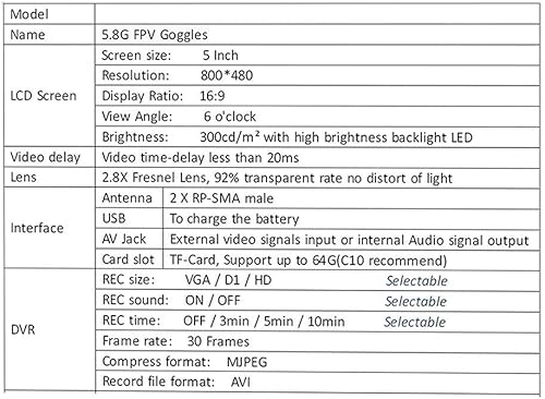 Miniatura 5 de EV800D FPV Goggles with DVR 5.8G 40CH 5 Inch 800x480 Diversity Video Headset Build in 3.7V 2000mAh Battery