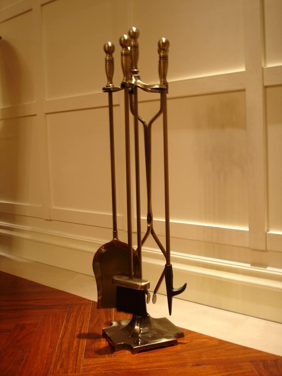 Fireplace Tool Set Golden Fireplace Tool Set, 5 PCS Antique Style Chimney Firepit Tool Set, Indoor Outdoor Utility Heavy Duty Fireplace Tool Kit, Hearth Tool Set