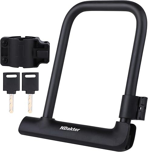 Cerradura en U para bicicleta, mini cerradura ligera en forma de U de 0.551 in con 2 llaves, cerradura de bicicleta portátil resistente y sólida