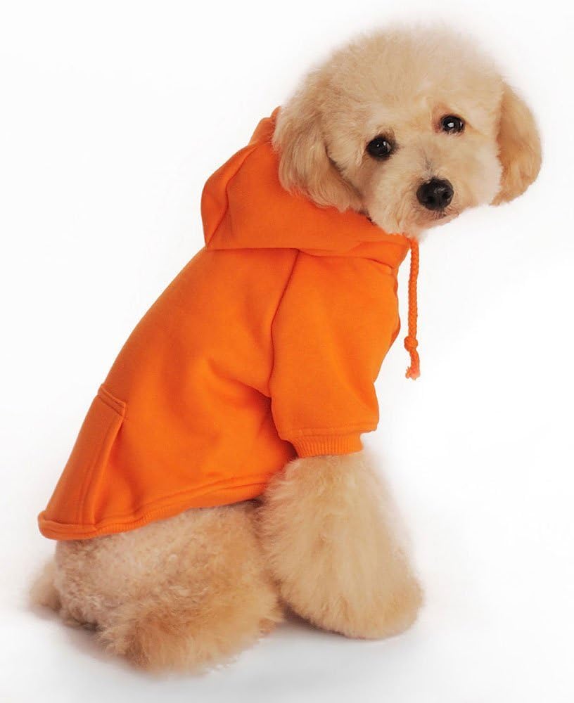 TOPSOSO Fashion Shop Pet Coat Polyester/Cotton Basic Dog Hoodie，Dog Jacket,Dog Fleece for Young Dog and Large Dog,6 Sizes avaiable and 4 Color for Choose (Orange, XL (Back 13.6"))