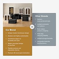 Vista 6 de Mopio Blake - Gabinete de almacenamiento, pequeño aparador de exhibición acentuado modular, gabinete de buffet con almacenamiento, credenza de Roble