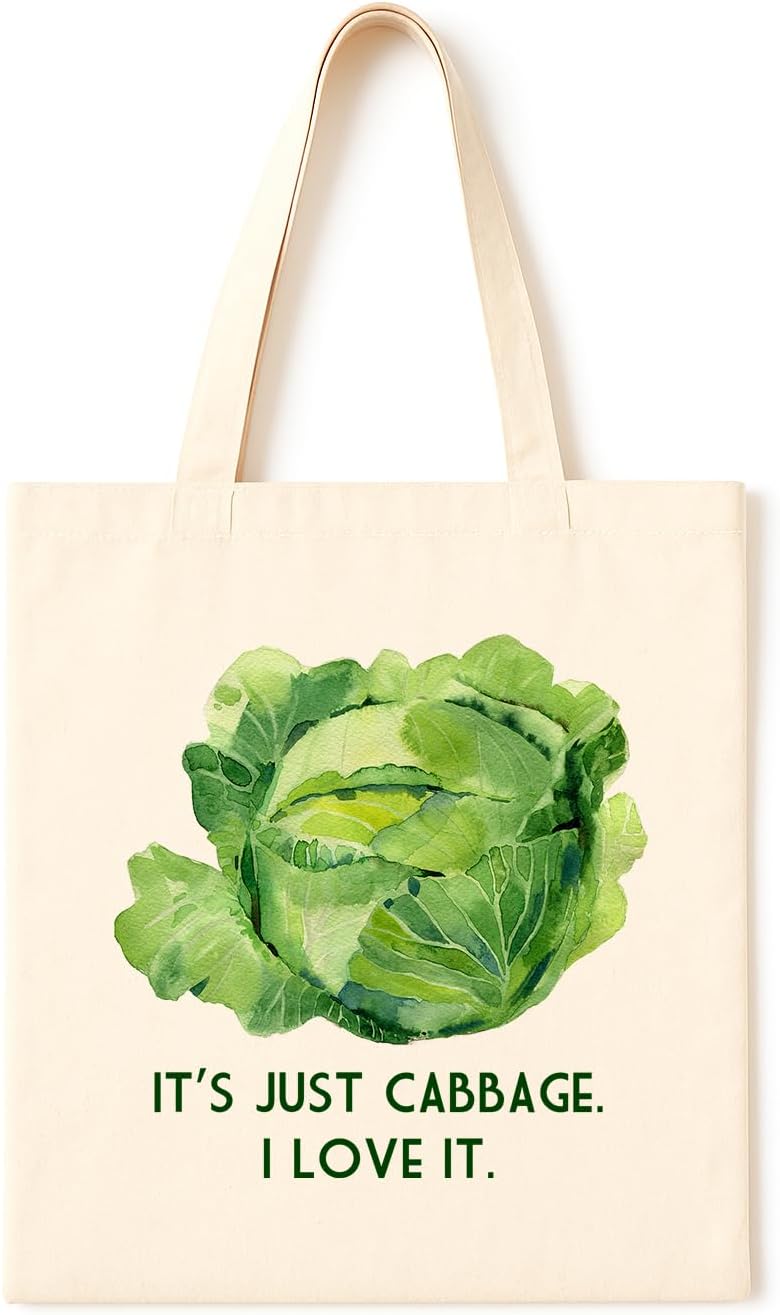 Cabbage with Funny Quote Tote ~ Charming tote Ideal for vegetable lovers, farmer’s market trips, sustainable shopping and anyone with a quirky sense of humor and style