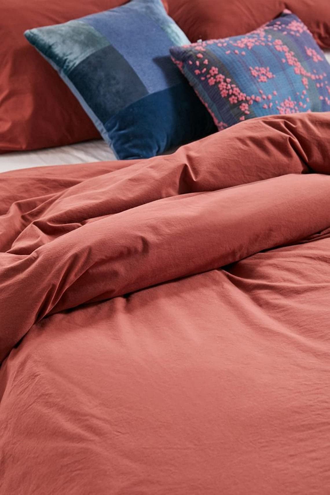 Boho Cotton Duvet Cover Set With Pillow Covers - Handmade Washed Solid Donna Bedding - Brown King 90x104 Inches - View #3