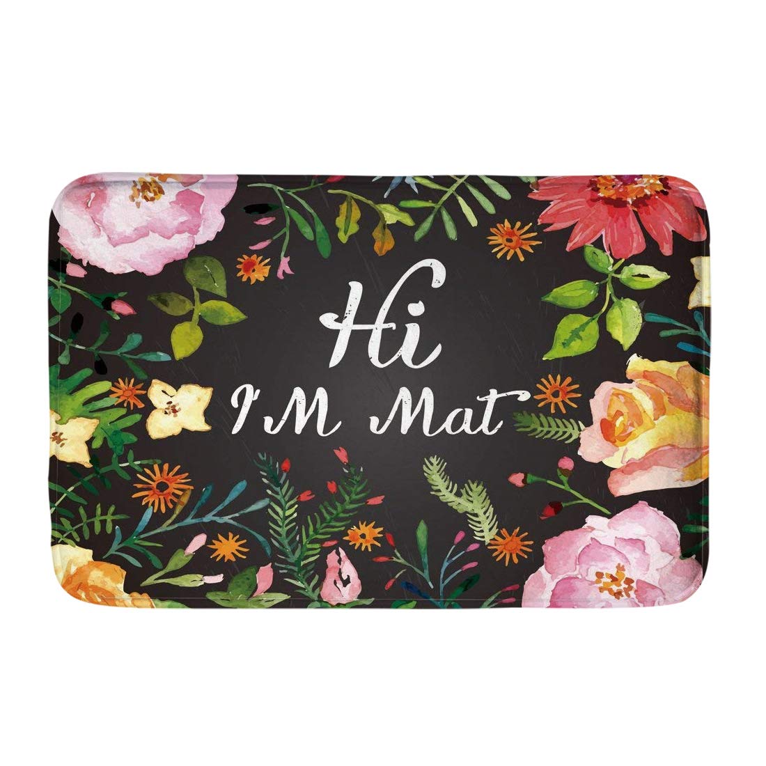 Uoimag Mat Floral Hi, I'm Doormats For Home Decor, Anti Slip Flannel Welcome Mats, Dirt Trapper Door Mats