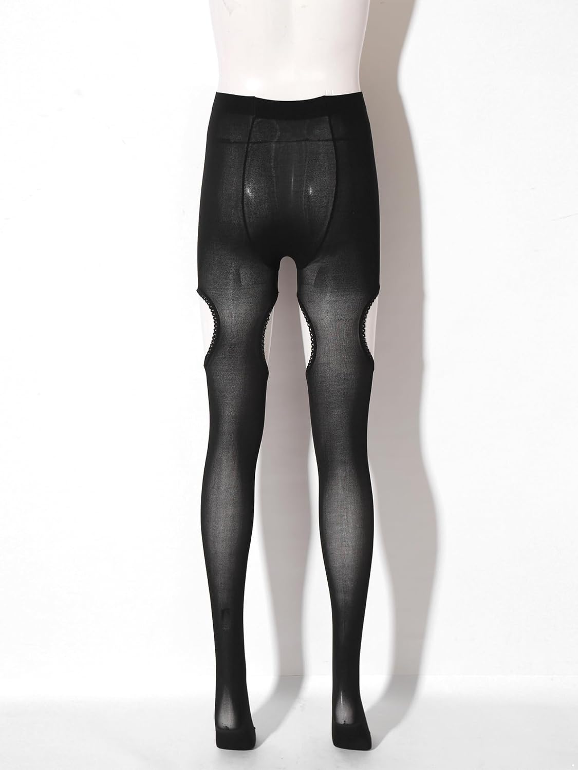 Jugaoge Womens Suspender Pantyhose Tights Sheer Crotchless Footed Leggings Lingerie Bodystockings