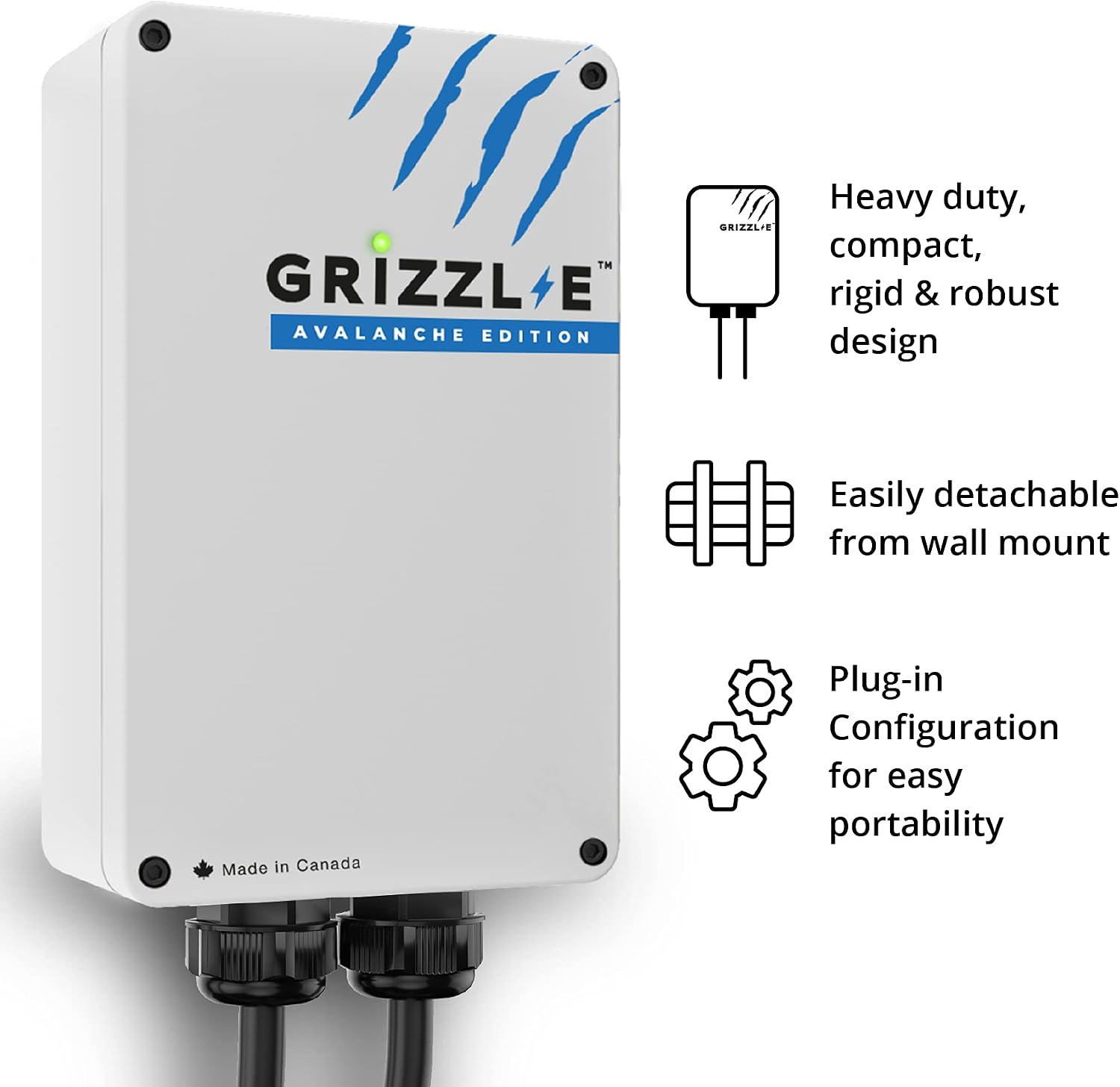 Grizzl-E Level 2 Electric Vehicle (EV) Charging Station up to 40 Amp, UL Certified Indoor/Outdoor Electric Car Fast Wall Charging Station, NEMA 14-50 Plug, 24 feet Premium Cable, Avalanche Edition