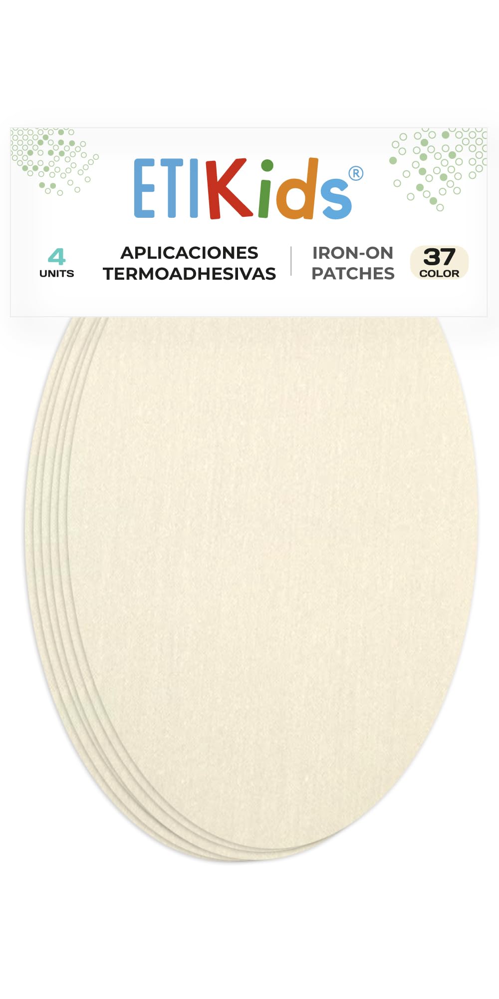 4 Natural White Iron-On Fabric Repair Patches – Knee & Elbow Patches for Clothes, Trousers, Jackets, Sweaters & Shirts, 16 x 10 cm — image 1