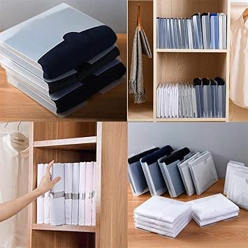 Multipurpose Clothes Folding Board, Shirt Sweater Coat Trousers Clothing Organizer Wardrobe Quick Storage Board, 2-Size Sturdy Plastic Home Flipfold Laundry Folder Board 5-Pack S